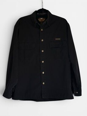 Harley Davidson Black Cotton Denim Jacket With Metal Hardware